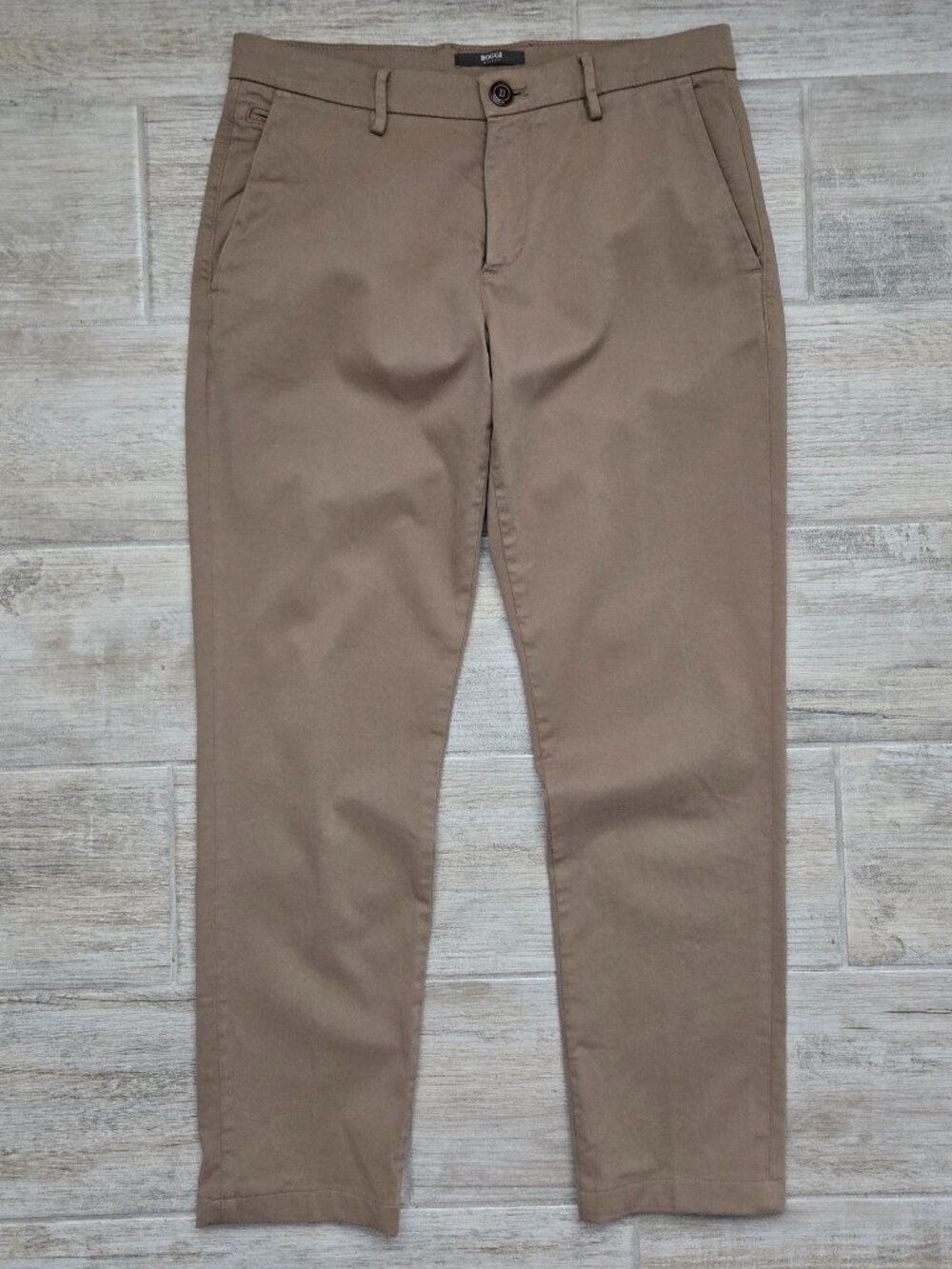 Boggi Milano Marcello Trouser Pants Mens Dark Tan Stretch Material Flat Front 31